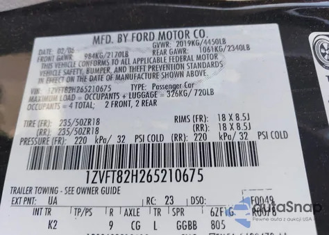 2006 Ford Mustang Gt из США, поврежденный, VIN 1ZVFT82H265210675